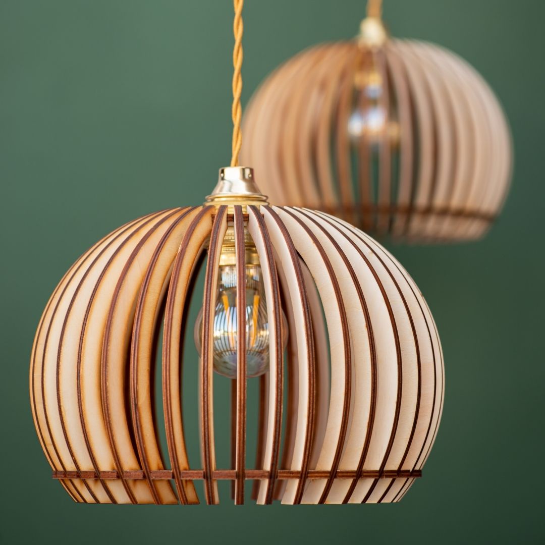 Lámpara de techo de diseño ESFERA - 28x28x21 cm - Madera Sostenible - NATULAMPS - Lampara de madera sostenible