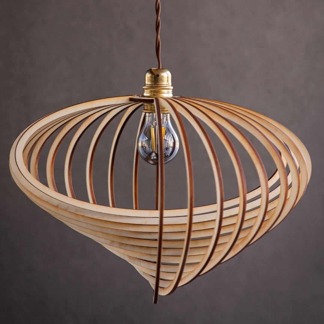 Lámpara de techo de diseño NATURAL PEARL - 60x45x30 cm - Lámpara de Madera Sostenible - NATULAMPS - Lámpara de madera sostenible