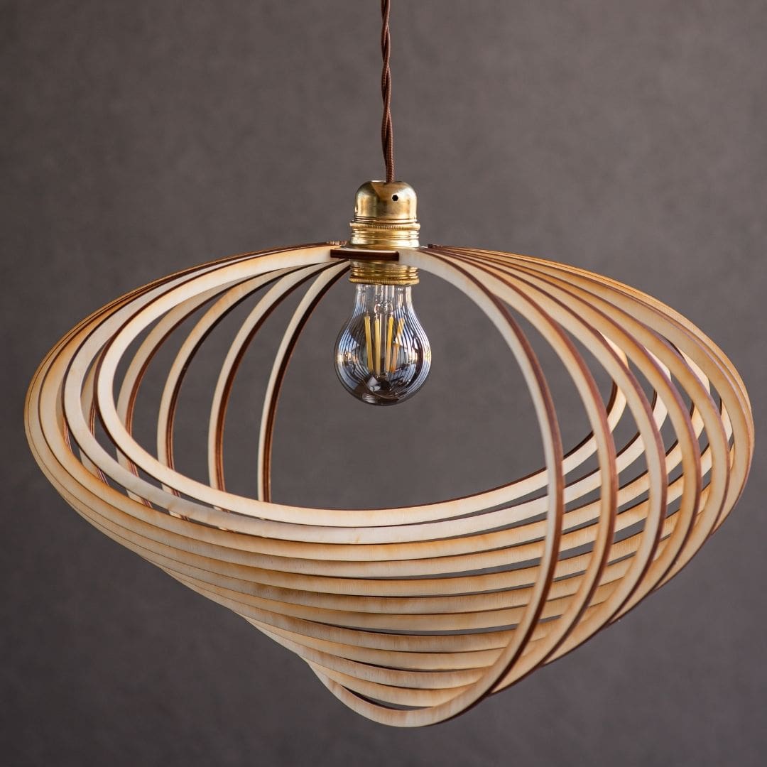 Lámpara de techo de diseño NATURAL PEARL - 60x45x30 cm - Lámpara de Madera Sostenible - NATULAMPS - Lámpara de madera sostenible